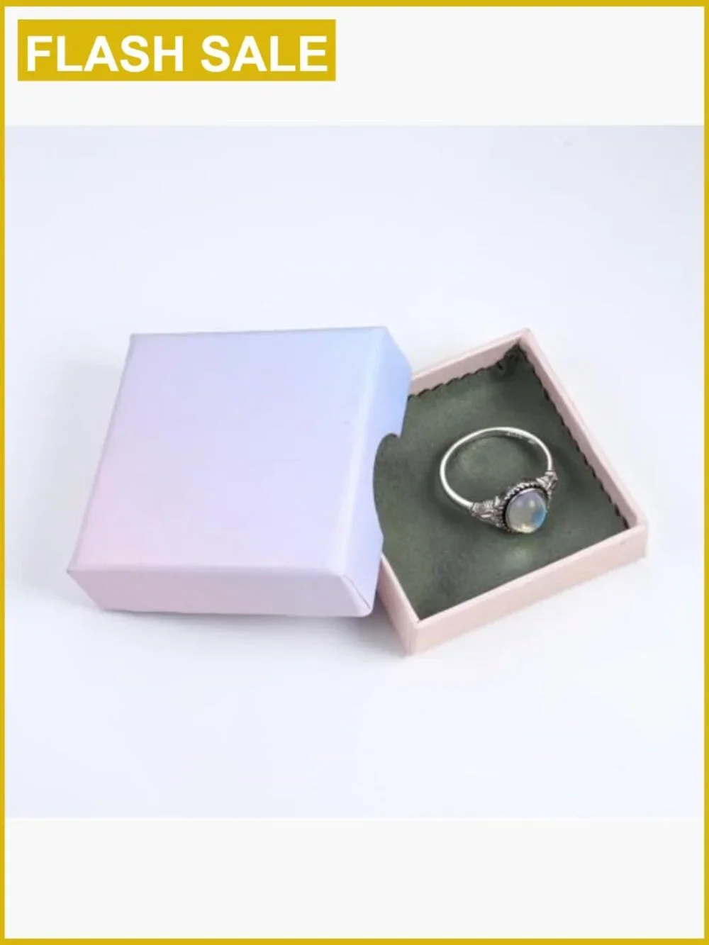 Vintage Oval Moonstone Mood Ring Sterling Silver 18K White Gold Plated Solitaire